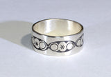 Geometrical Sterling Silver Ring Featuring Endless Circles Imprinted by Handmade Rustic Metal Stamping, NiciArt 