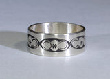 Geometrical Sterling Silver Ring Featuring Endless Circles Imprinted by Handmade Rustic Metal Stamping, NiciArt 