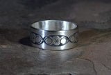 Geometrical Sterling Silver Ring Featuring Endless Circles Imprinted by Handmade Rustic Metal Stamping, NiciArt 