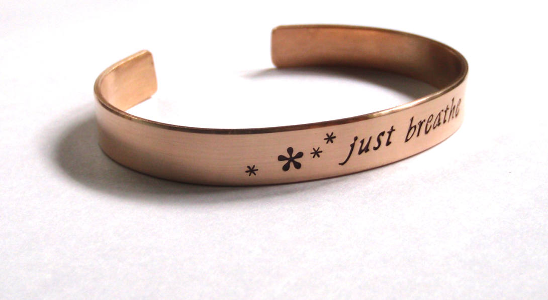 Bronze cuff bracelet with Engraving