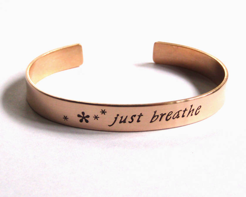 Bronze cuff bracelet with Engraving
