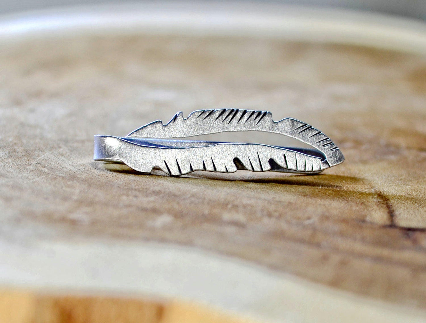 Sterling Silver feather Tie Clip