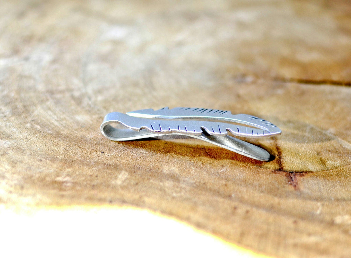 Sterling Silver feather Tie Clip