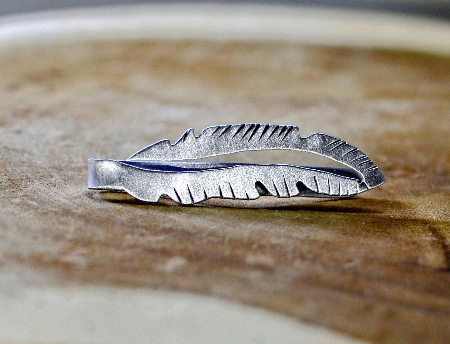 Sterling Silver feather Tie Clip