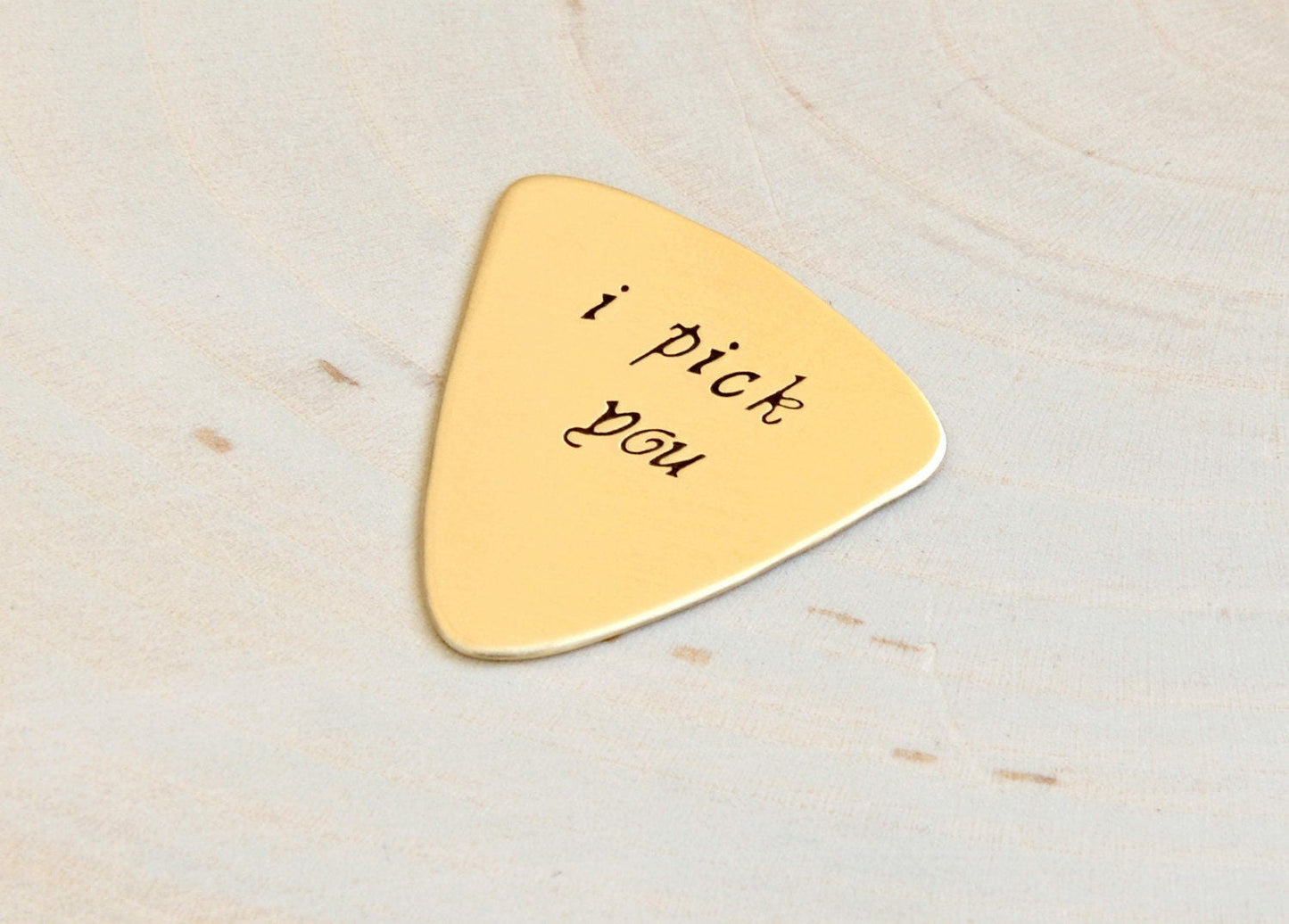 Triangular Bass Style Guitar Pick with classic I pick you