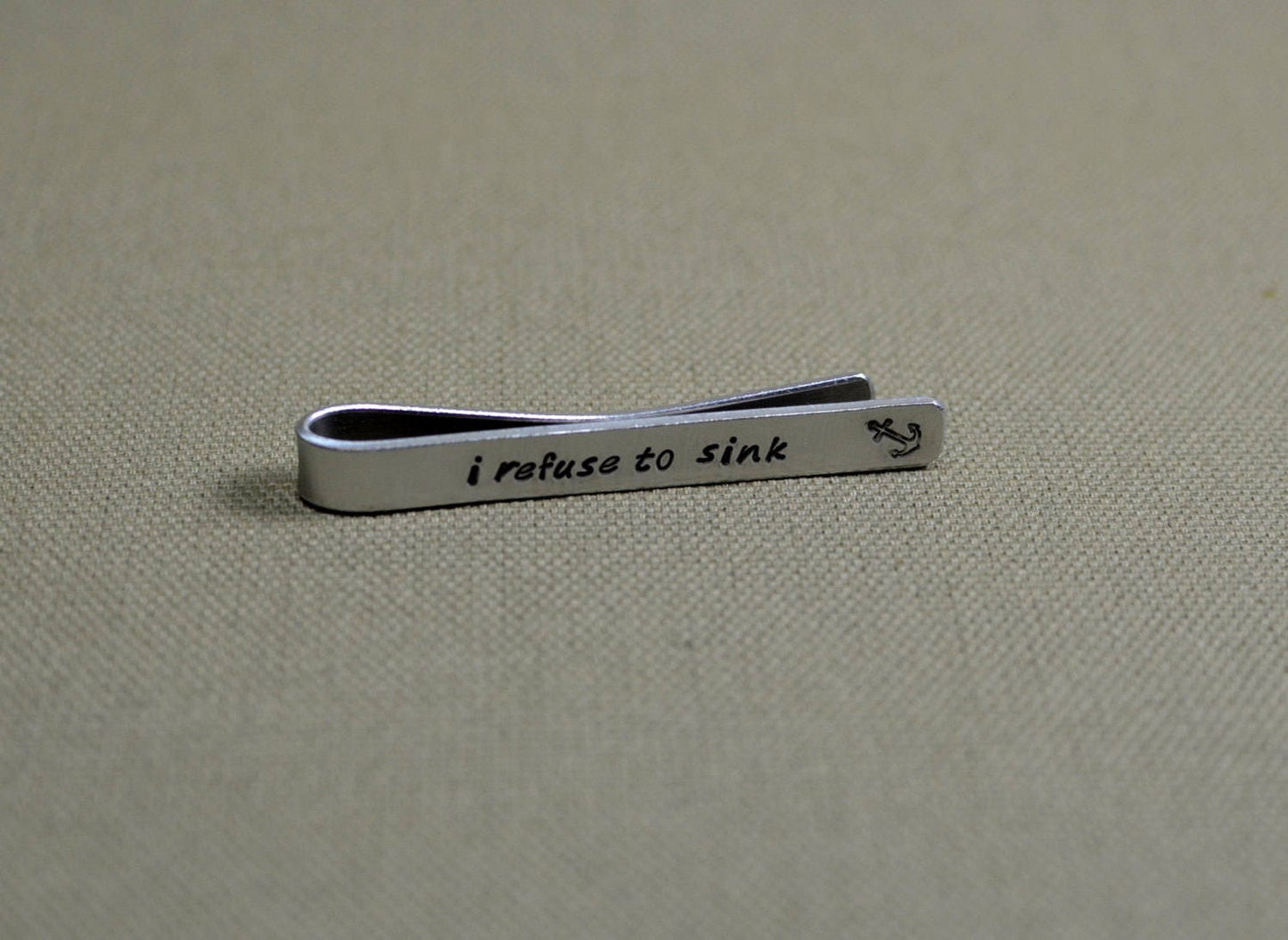 Tie bar with anchor in sterling silver