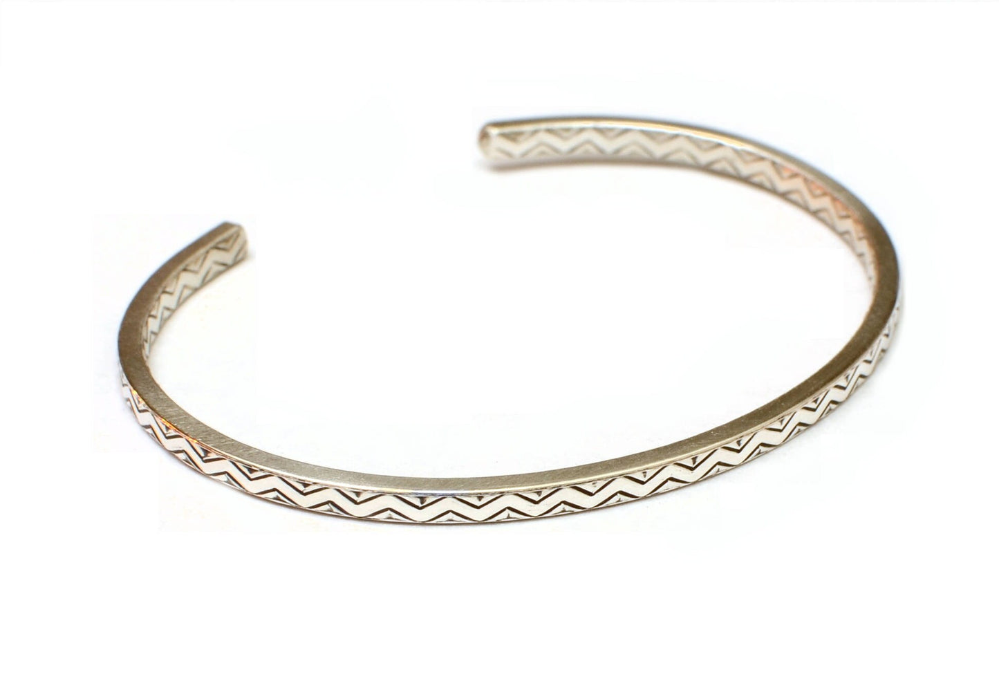Dainty Sterling Silver Cuff Bracelet with Zig Zag Pattern - solid 925 BR8832
