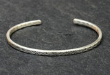 Dainty Minimalistic Sterling Silver Cuff Bracelet with Zig Zag Pattern, NiciArt 