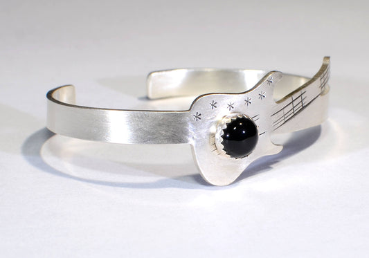 Sterling silver guitar bracelet with black onyx gemstone