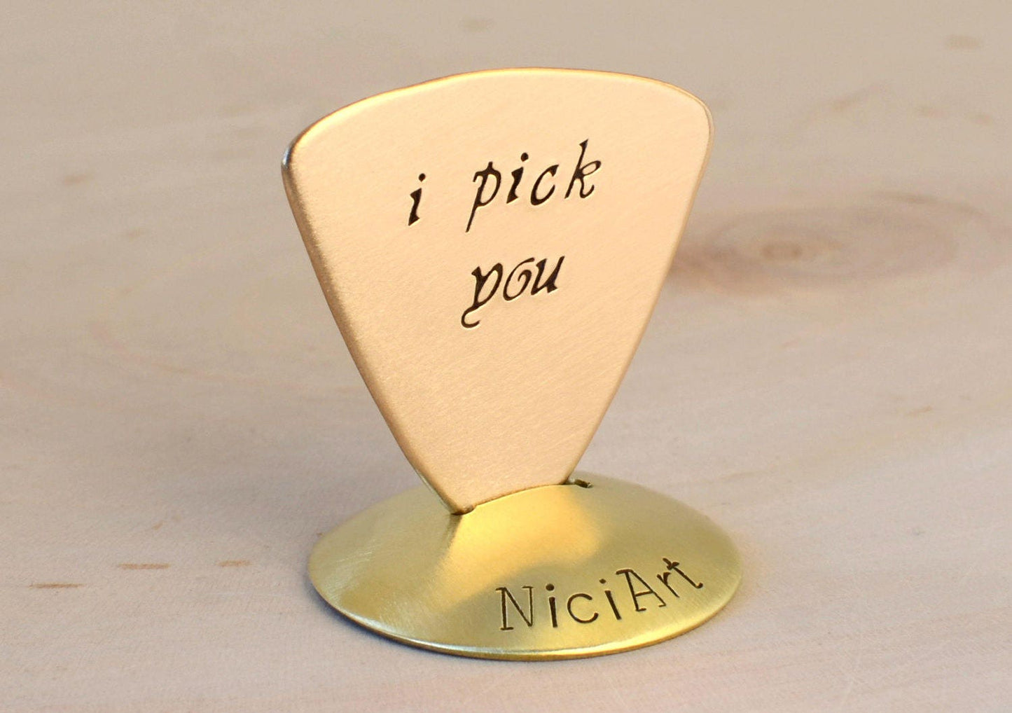 Triangular Bass Style Guitar Pick with classic I pick you