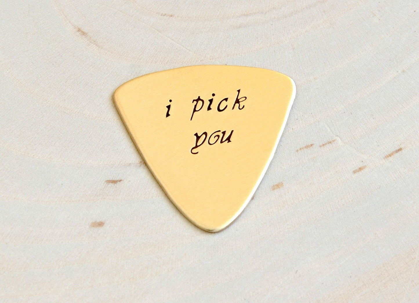 Triangular Bass Style Guitar Pick with classic I pick you