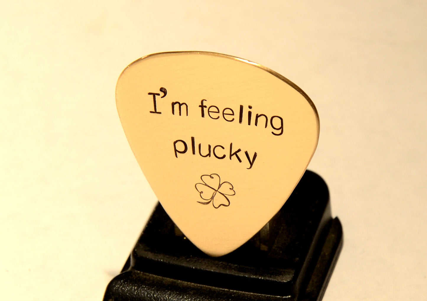 I’m Feeling Plucky guitar Pick in bronze