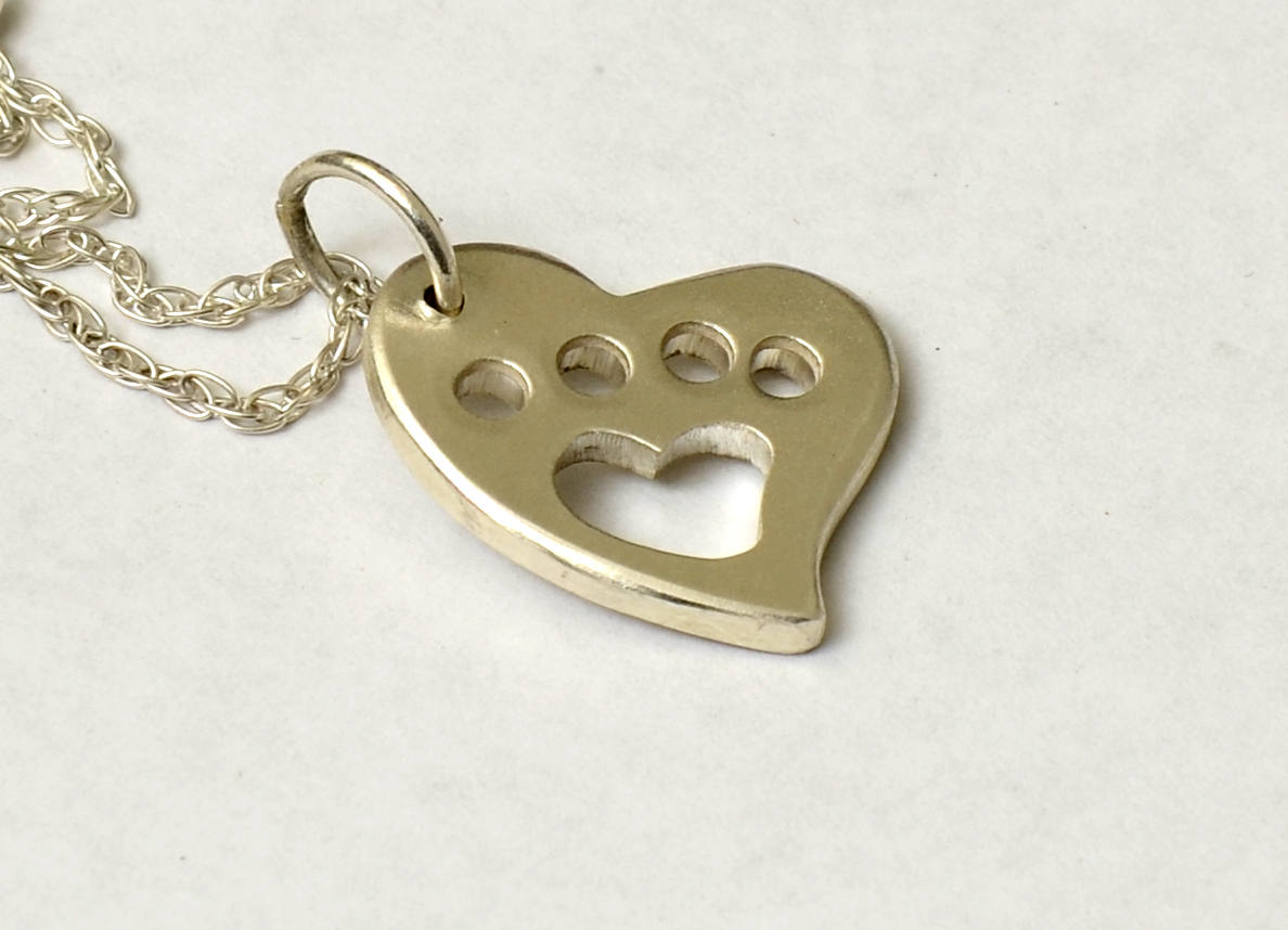 Sterling silver personalized paw pet tag and charm