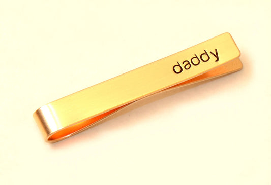 Daddy on a Tie Clip in Bronze with Personalized Messages for that Special Dad
