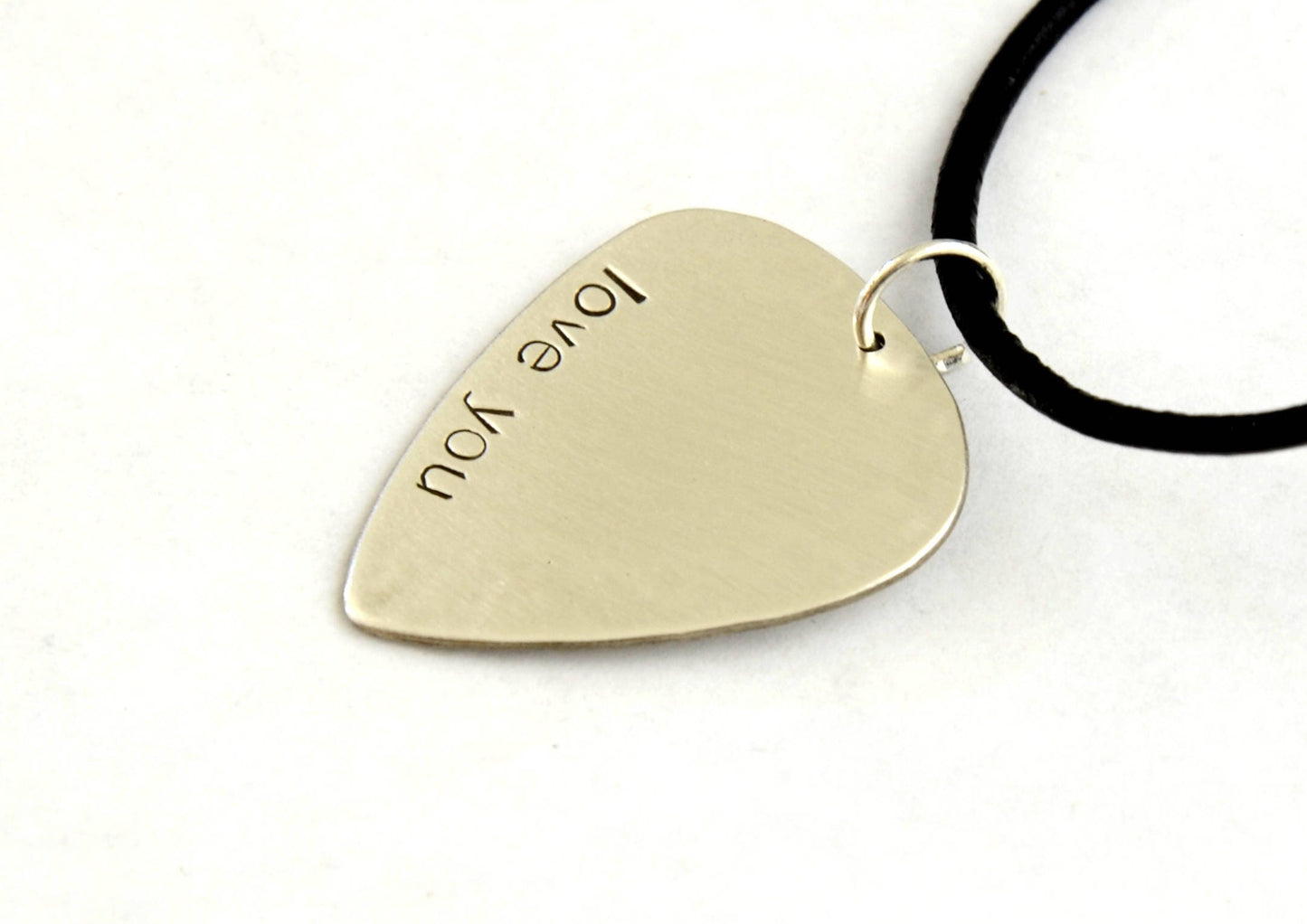 I Love You Guitar Pick Necklace in Sterling Silver