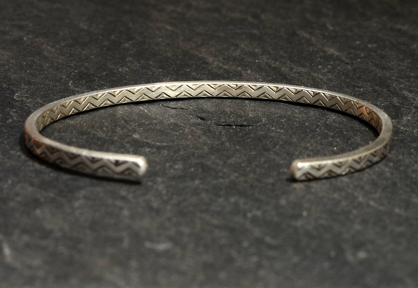 Dainty Sterling Silver Cuff Bracelet with Zig Zag Pattern - solid 925 BR8832