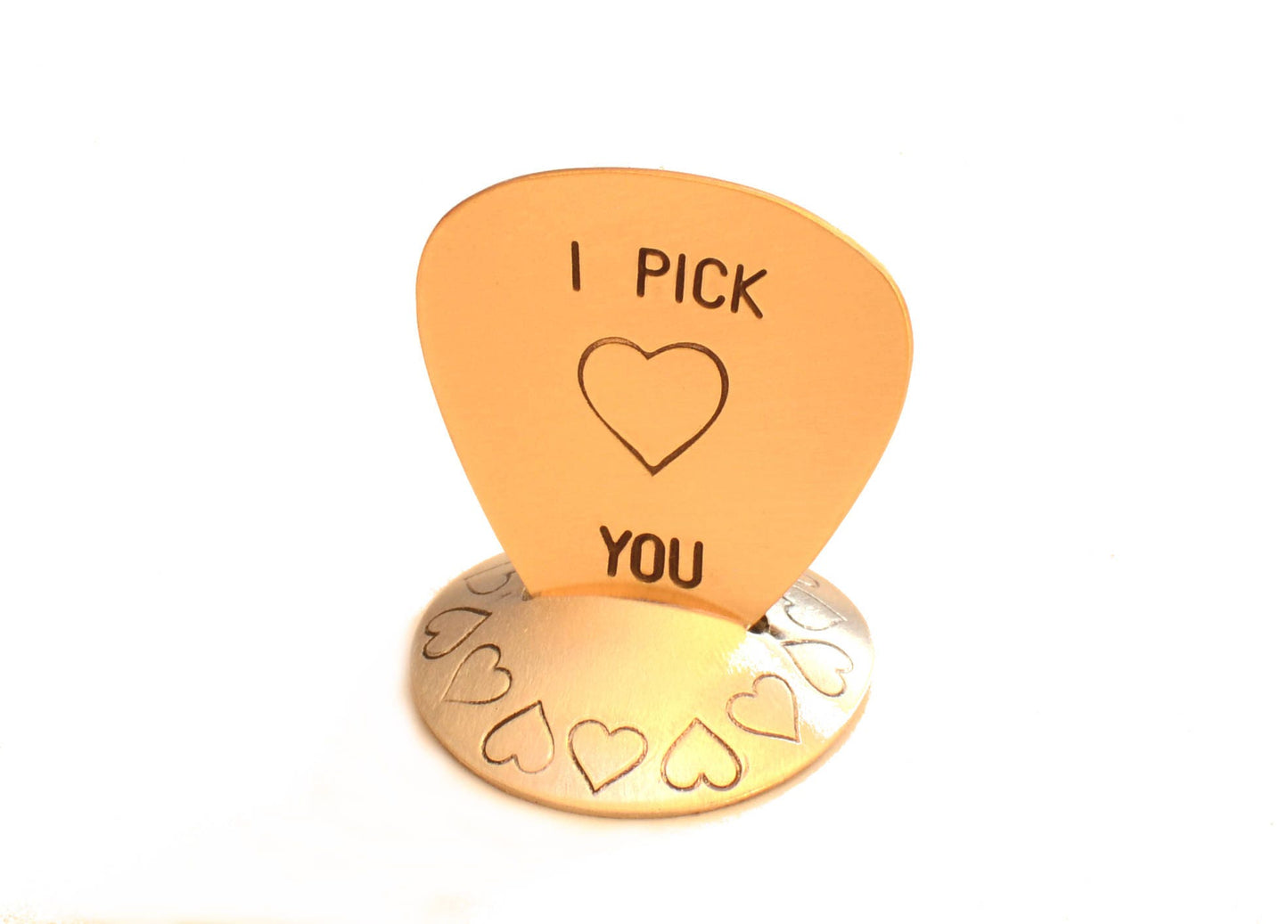 I Pick You on a Bronze Guitar Pick with a Heart