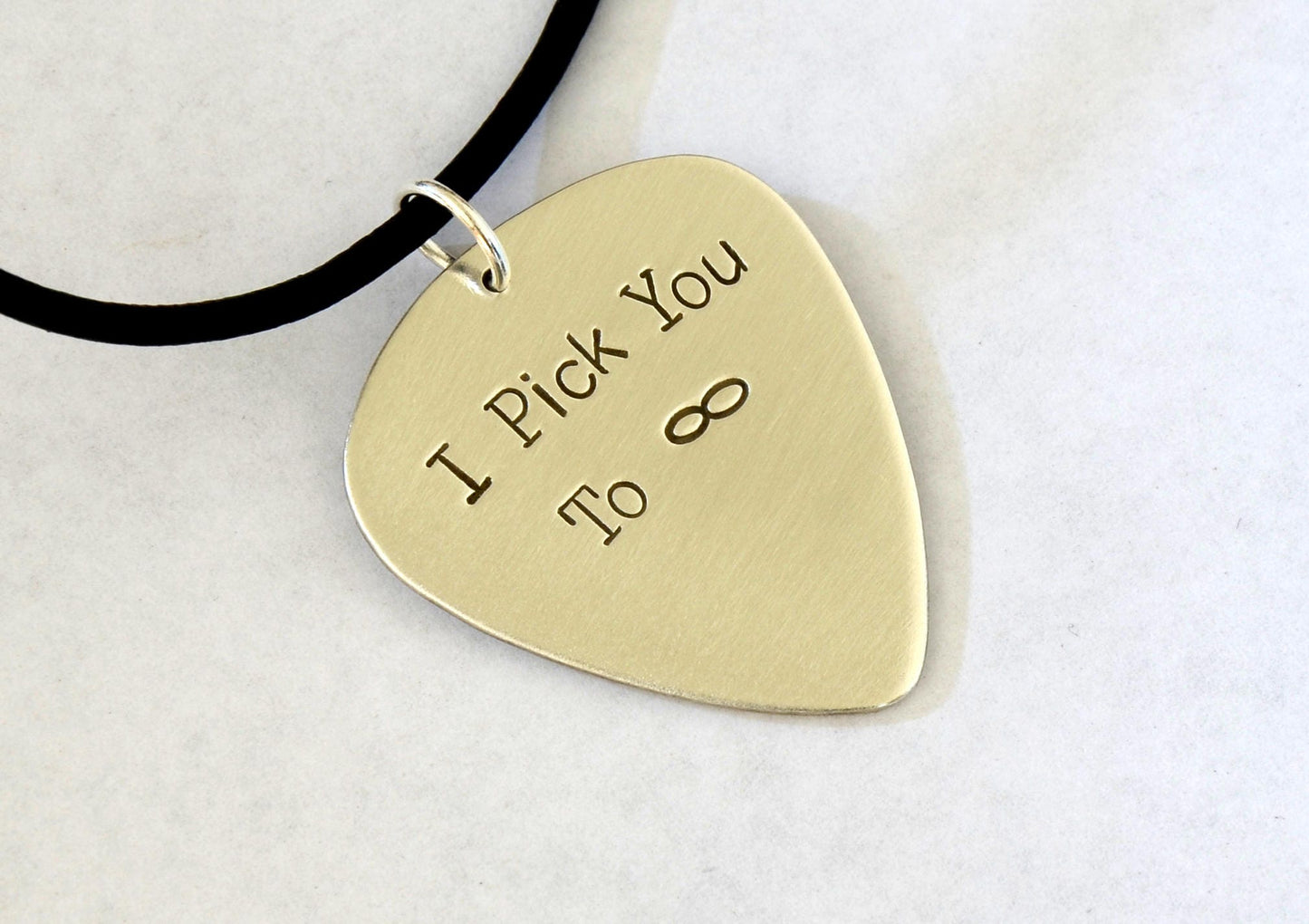 I Pick You to Infinity Guitar Pick Necklace in 925 Sterling Silver