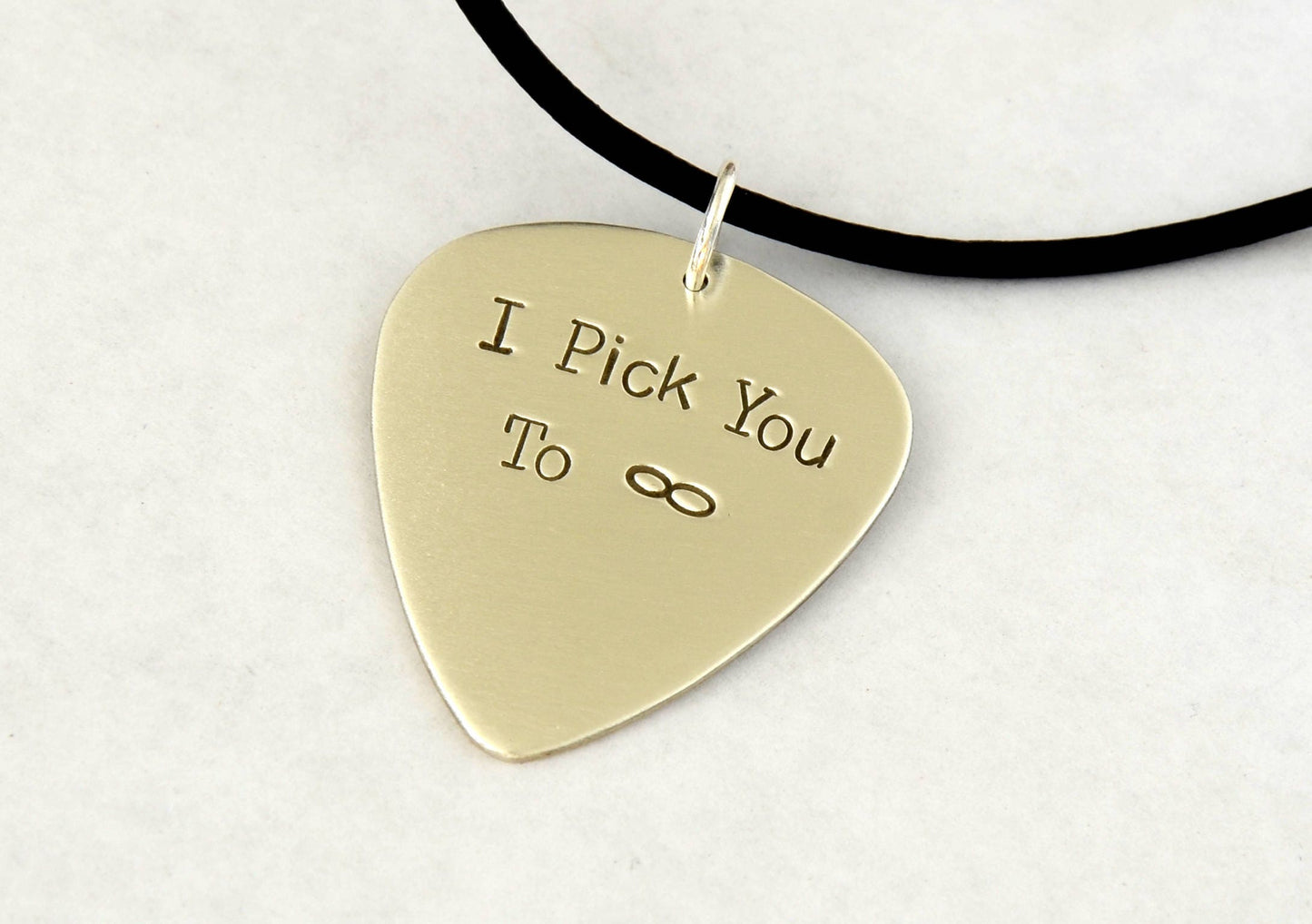 I Pick You to Infinity Guitar Pick Necklace in 925 Sterling Silver