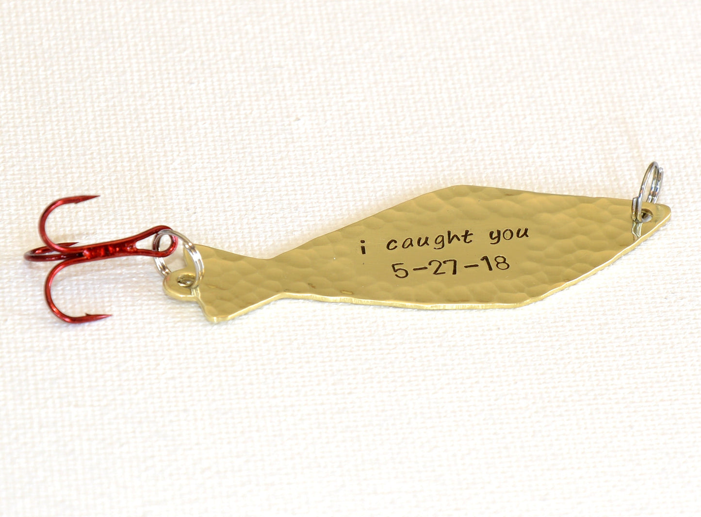 Anniversary Brass Fishing Lure with "I Caught You"