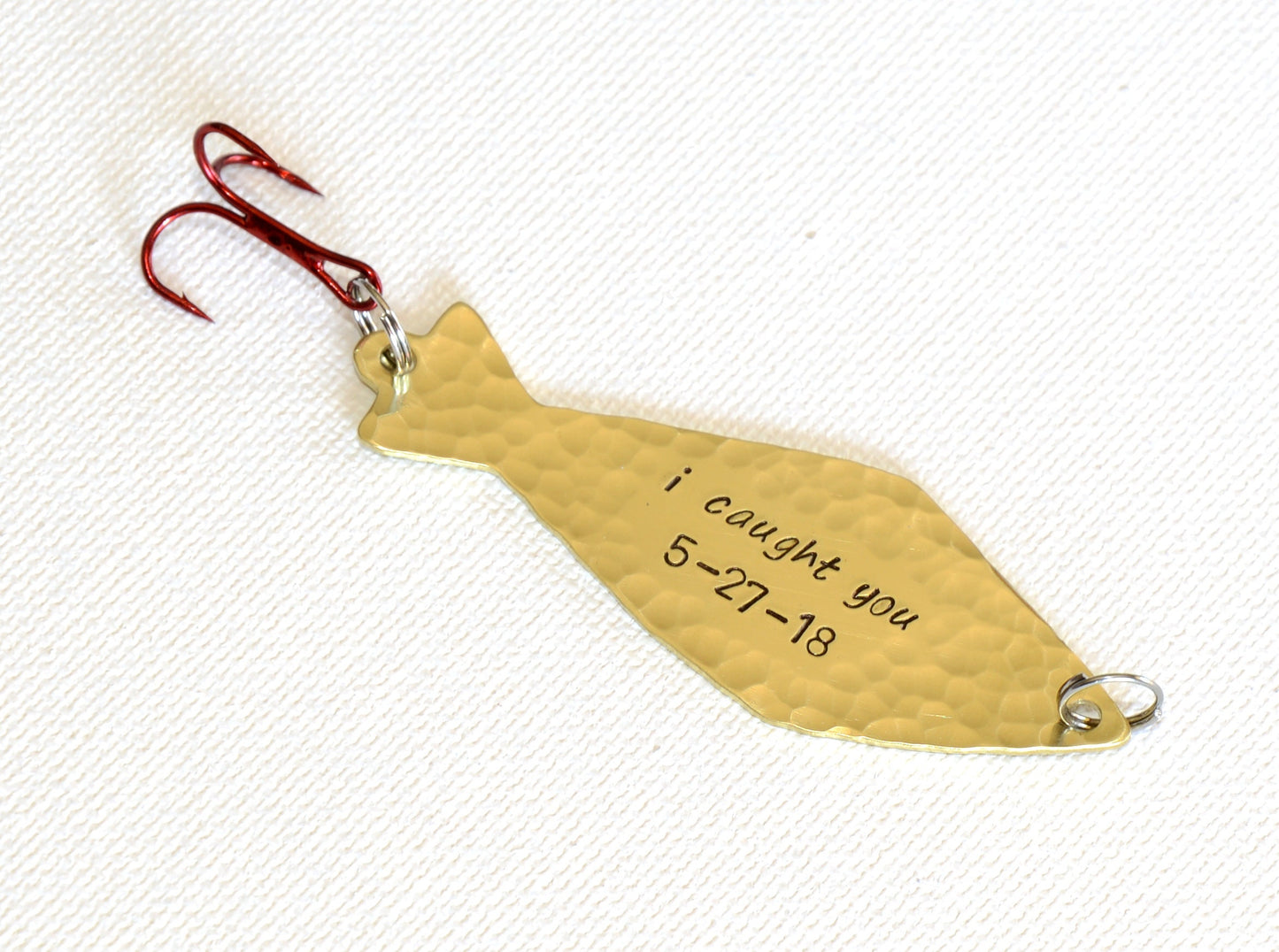 Anniversary Brass Fishing Lure with "I Caught You"