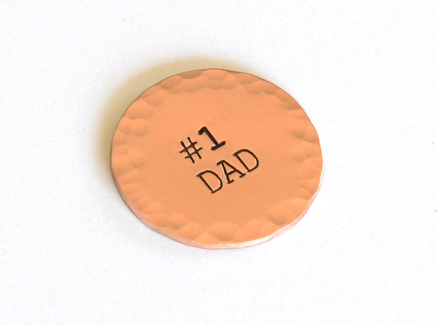 Copper Golf Ball Marker stamped with Number One Dad