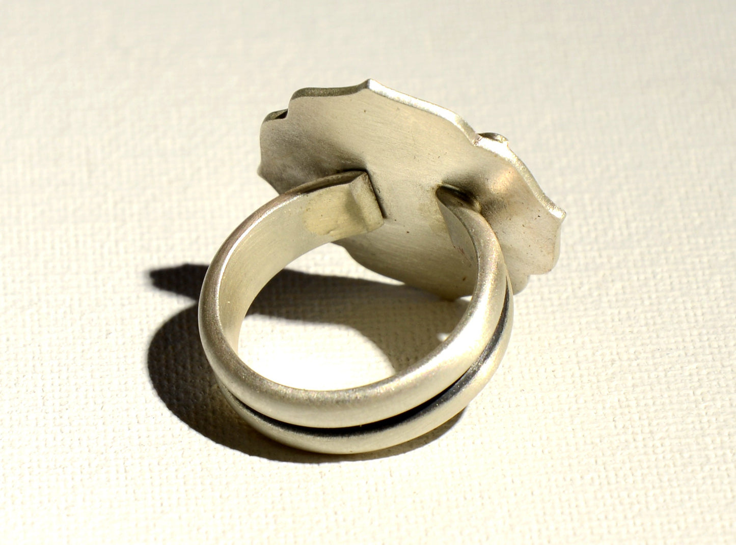 Sterling Silver Ring with Abstract Botanical Art