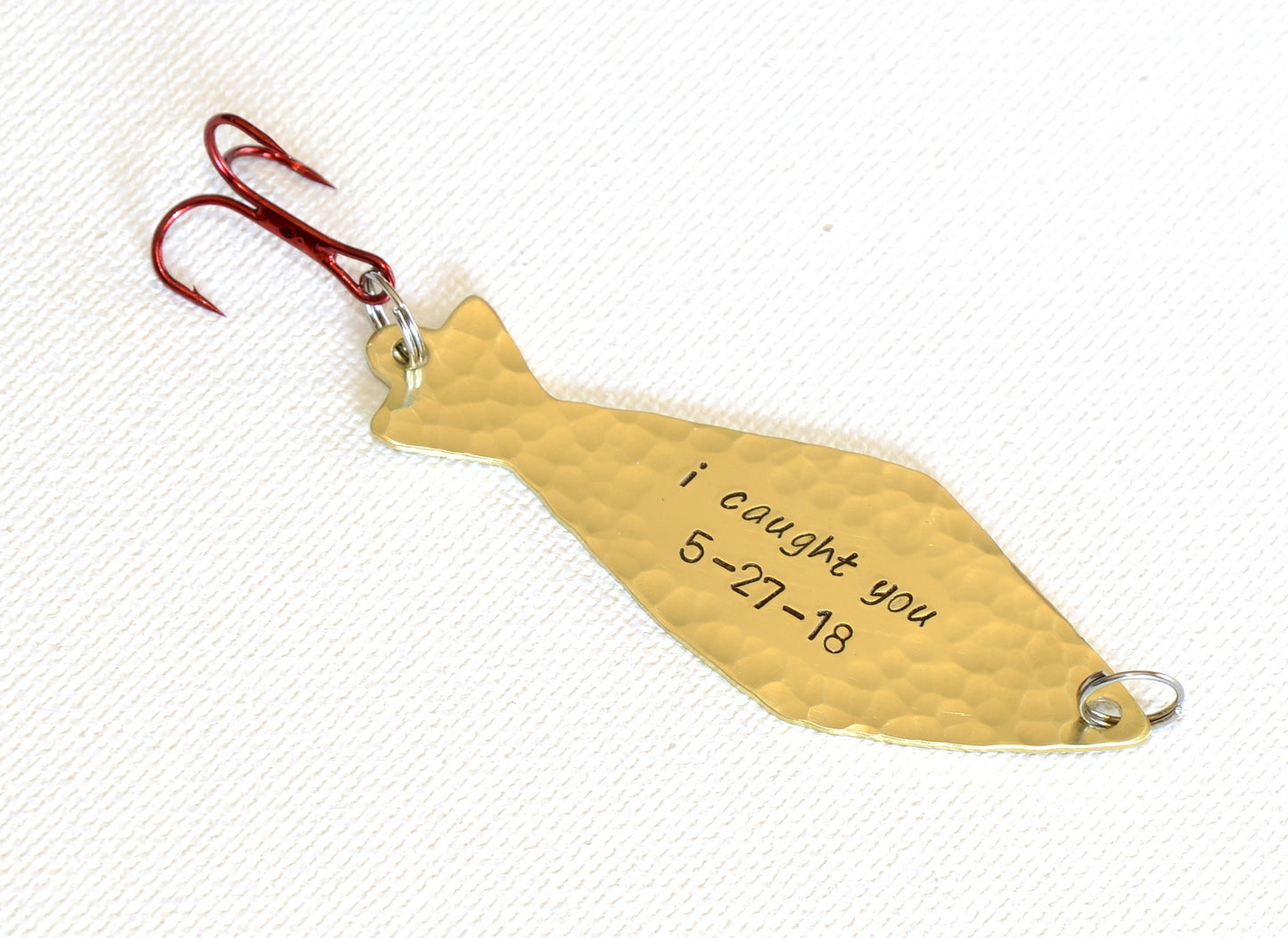 Anniversary Brass Fishing Lure with "I Caught You"