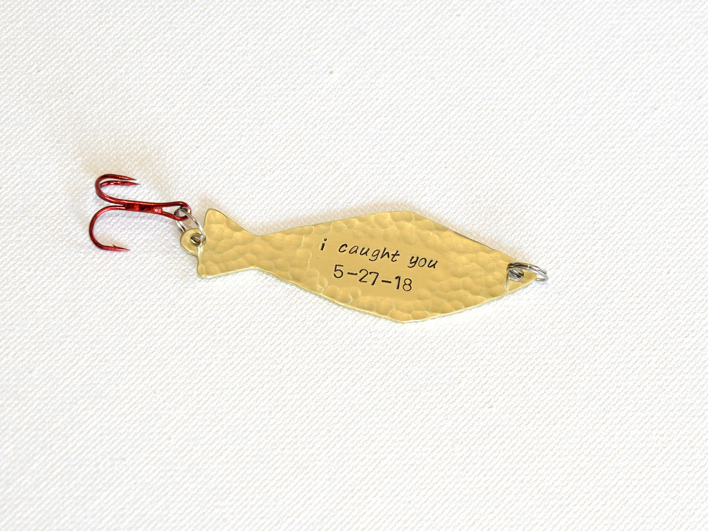Anniversary Brass Fishing Lure with "I Caught You"