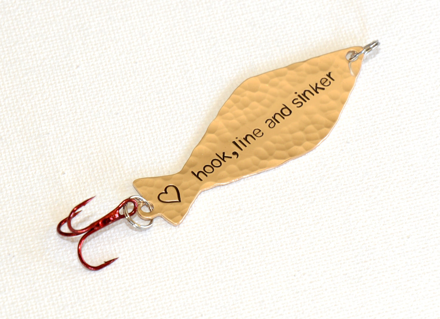 Bronze Fishing Lure stamped with Hook Line and Sinker