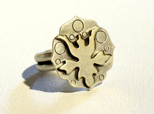 Sterling Silver Ring with Abstract Botanical Art