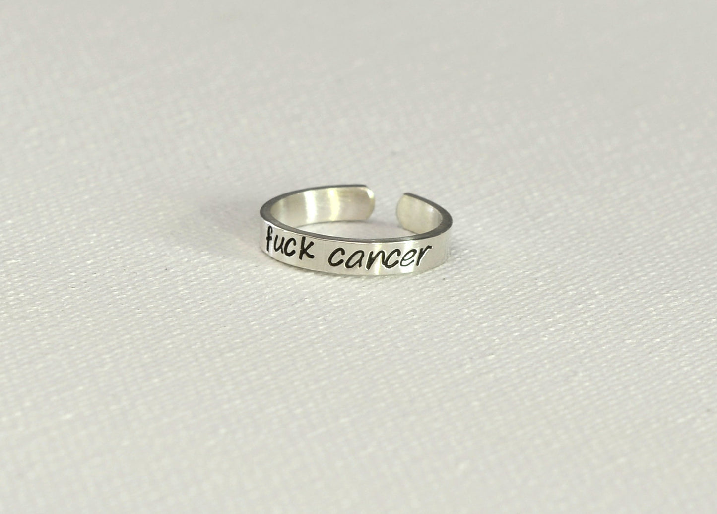 f cancer silver toe ring for cancer awareness