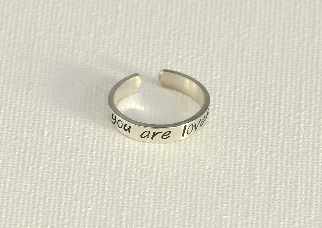 You are loved sterling silver toe ring