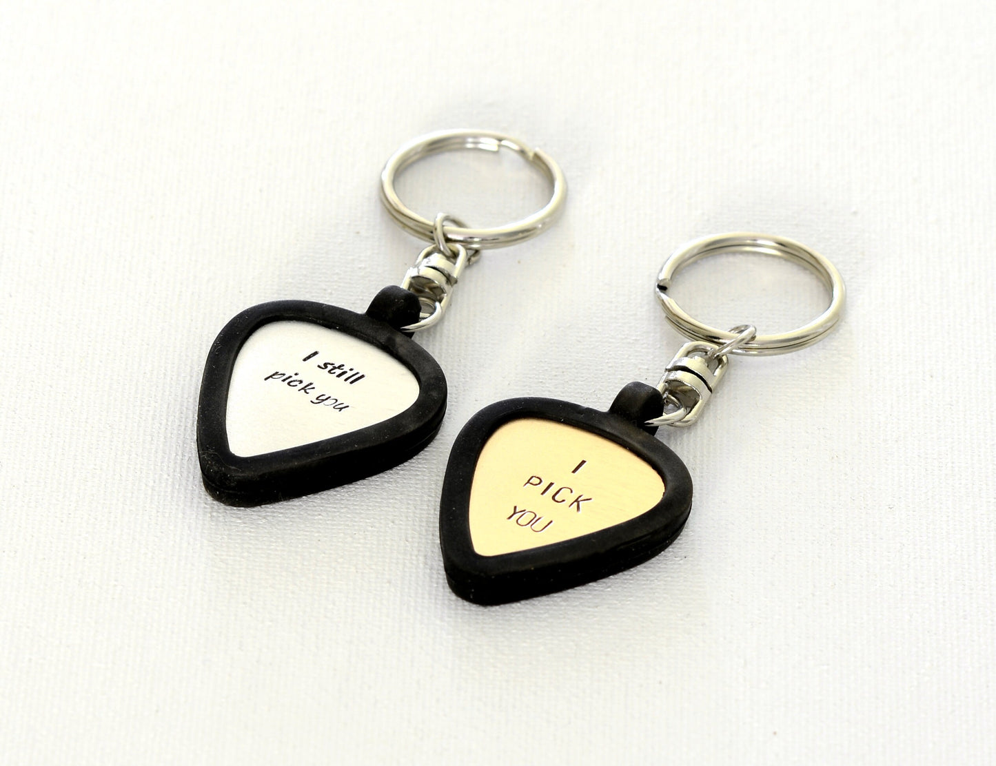 Personalized I still pick you guitar pick keychains for couples