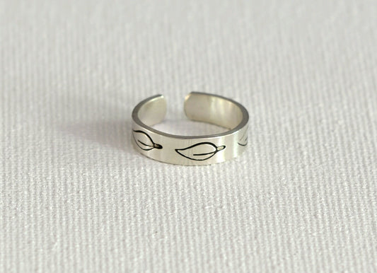 Adjustable Sterling Silver Leaf Toe Ring