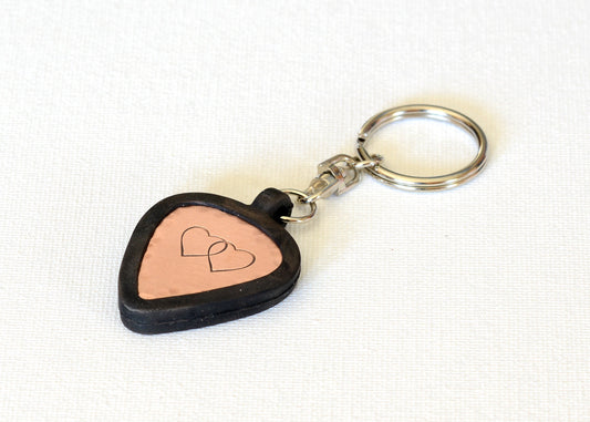 Copper guitar pick keychain with pick holder