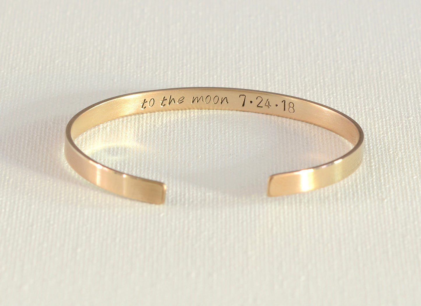 Love you to the moon and back stamped bronze bracelet
