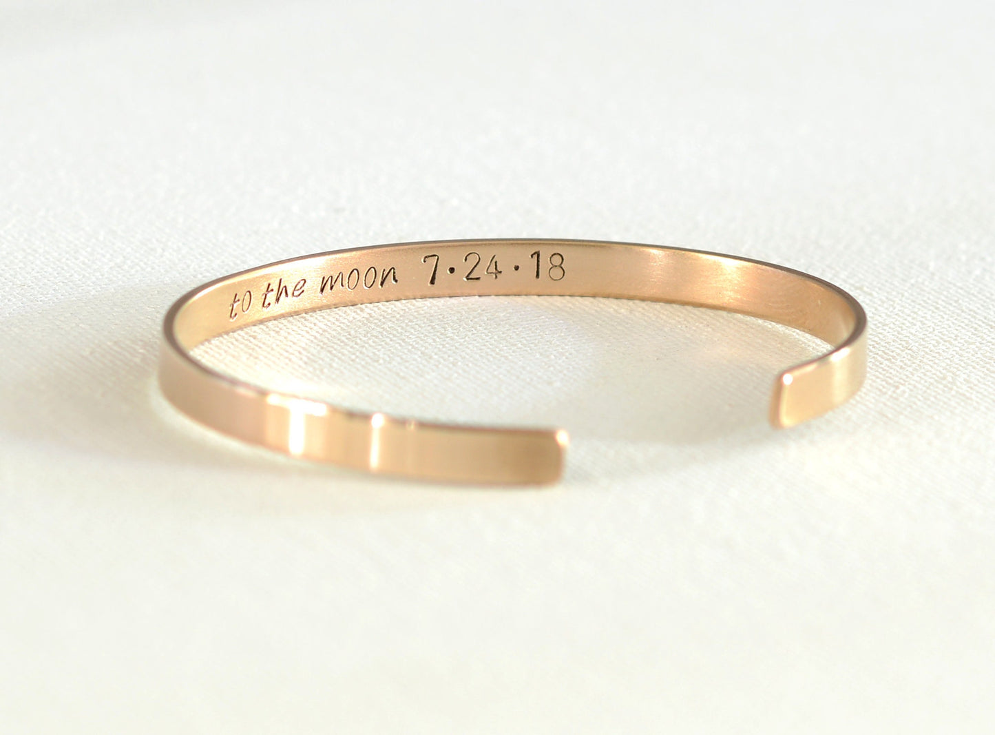 Love you to the moon and back stamped bronze bracelet