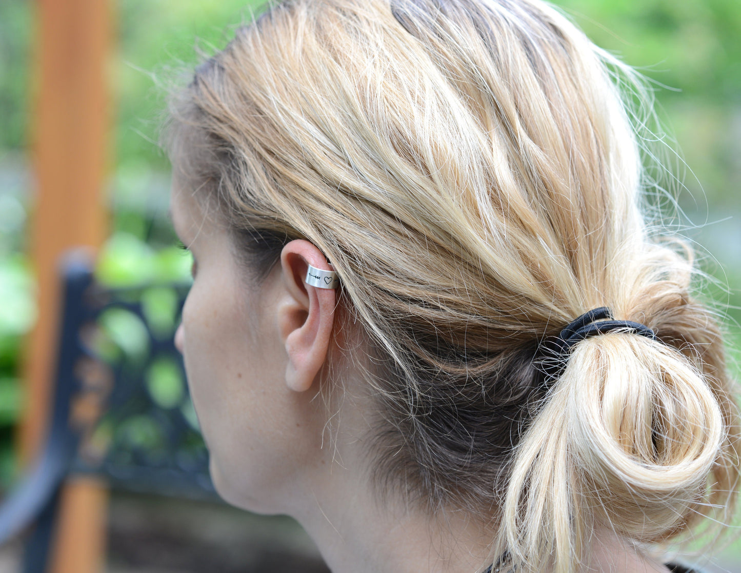 Heart and arrow ear cuff in sterling silver