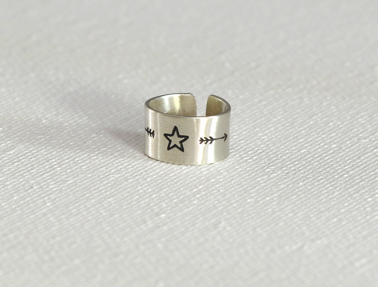 Sterling Silver Ear Cuff with Arrow and Star Slip-on Earring - EC1120188