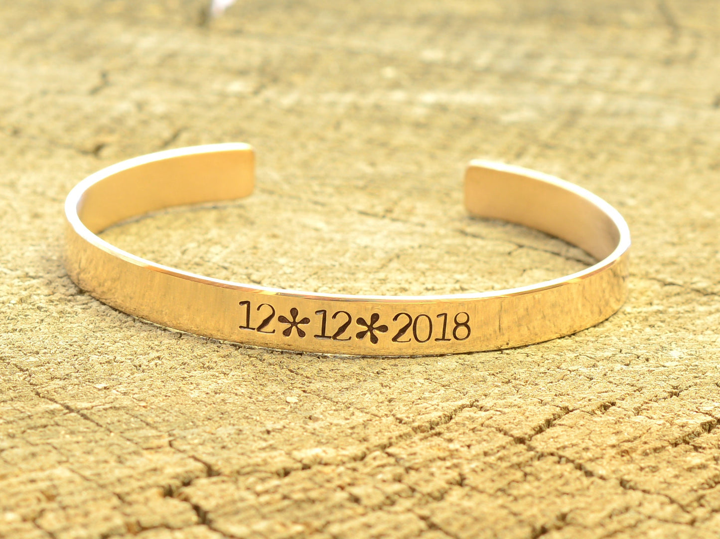 Bronze cuff bracelet for 8th anniversaries or custom messages