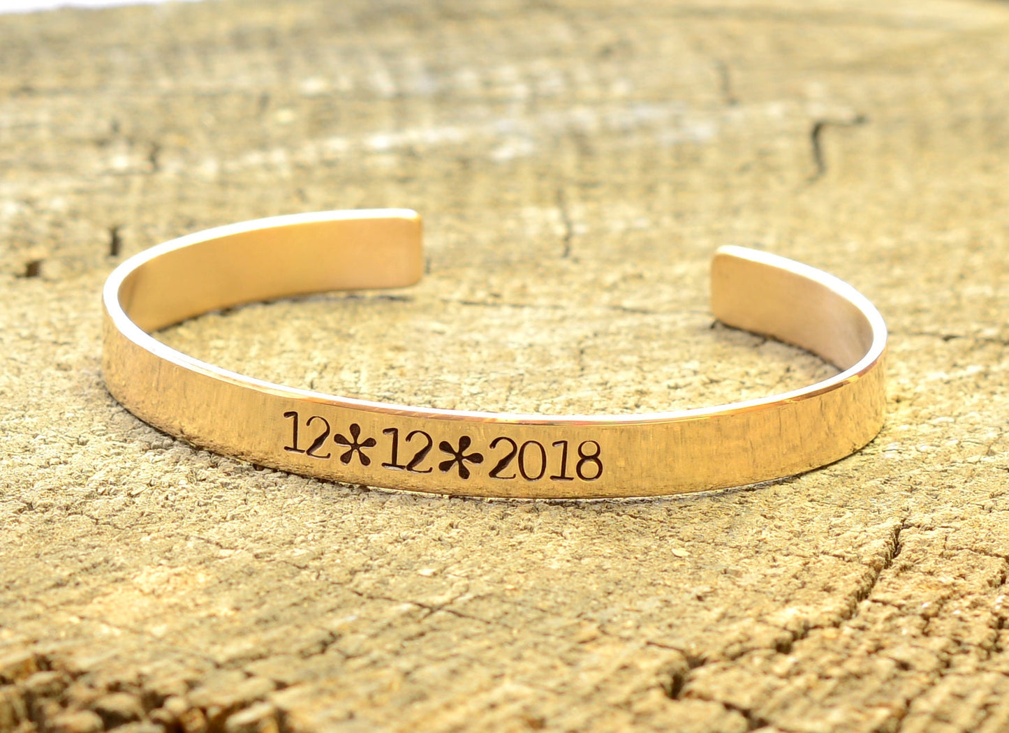 Bronze cuff bracelet for 8th anniversaries or custom messages