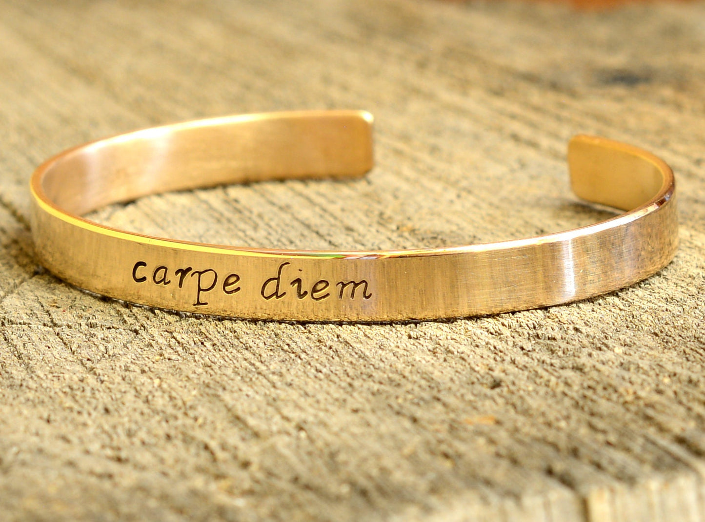 Carpe diem bronze bracelet to seize the day
