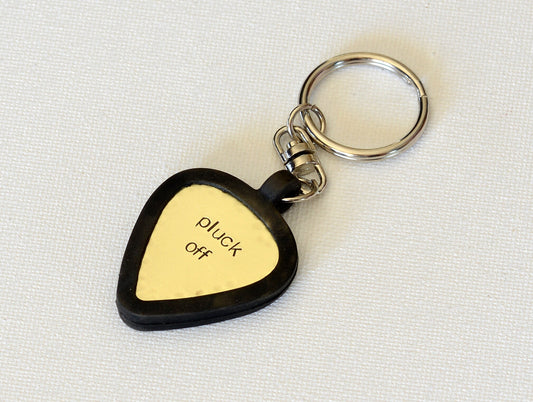 Brass Guitar Pick Keychain with Rubber Pick holder