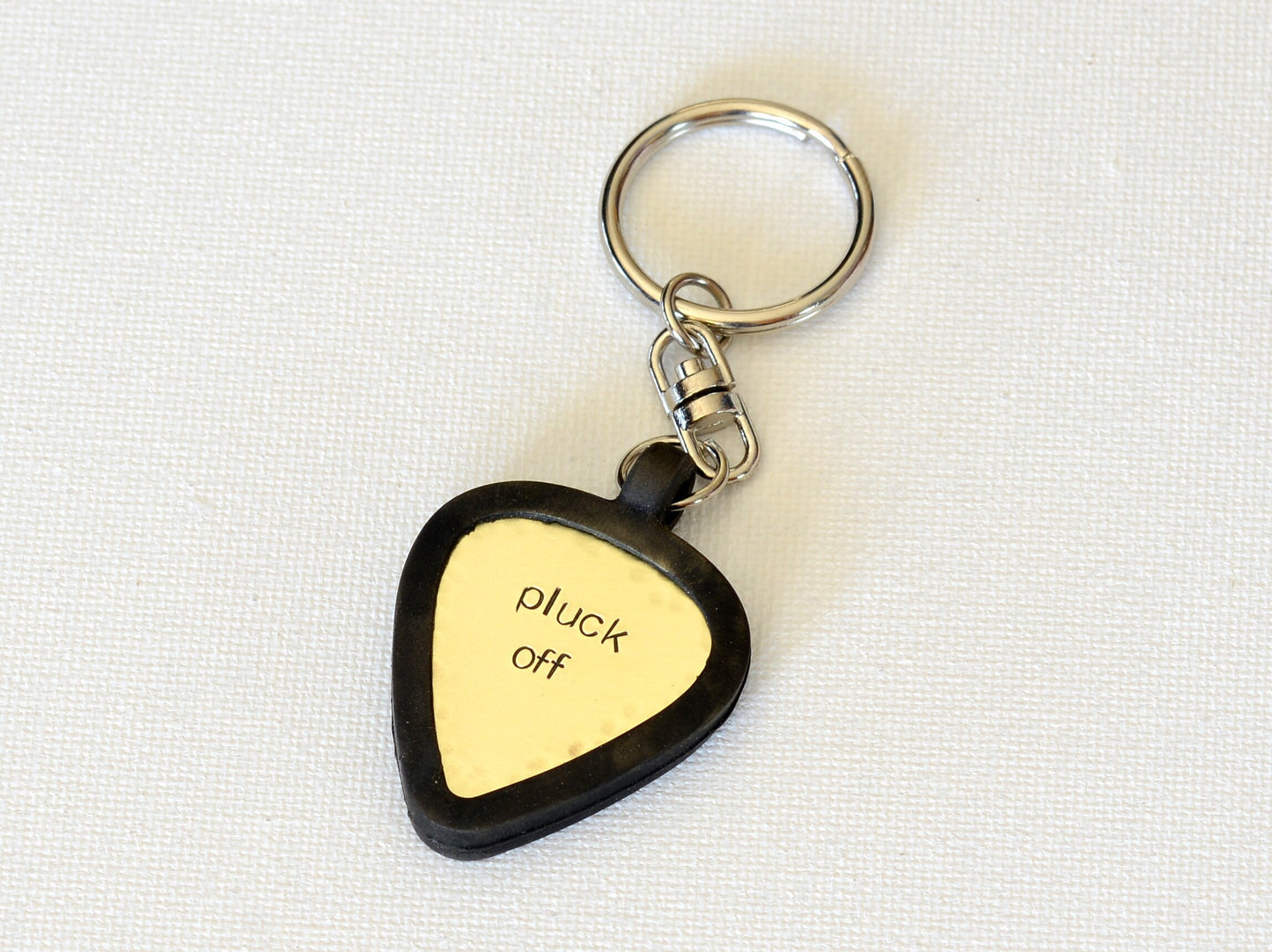 Brass Guitar Pick Keychain with Rubber Pick holder