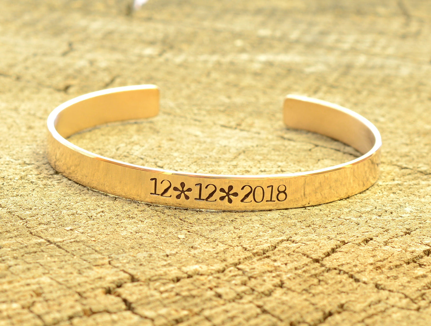 Bronze cuff bracelet for 8th anniversaries or custom messages