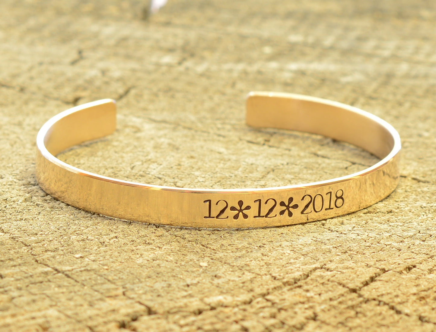 Bronze cuff bracelet for 8th anniversaries or custom messages