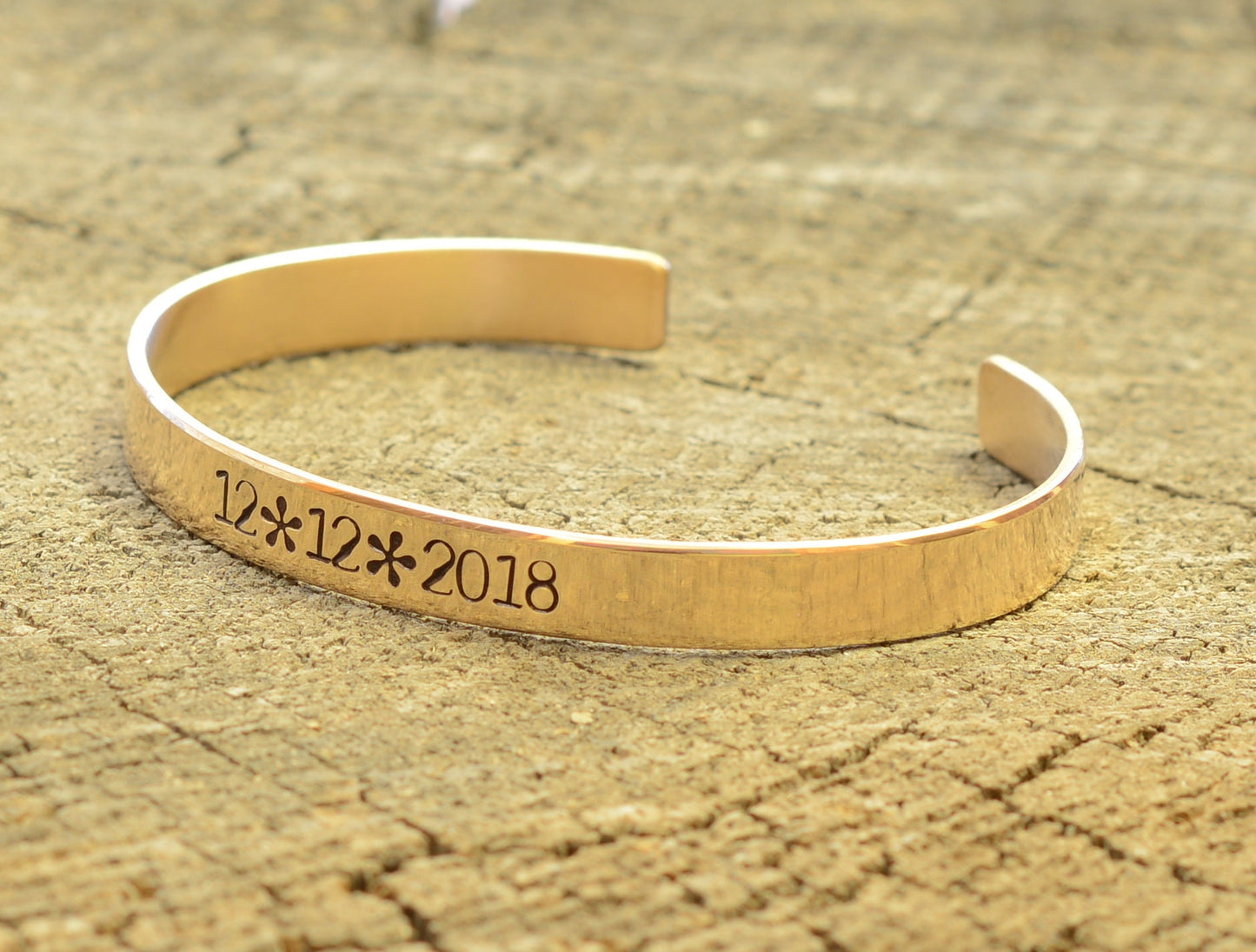 Bronze cuff bracelet for 8th anniversaries or custom messages