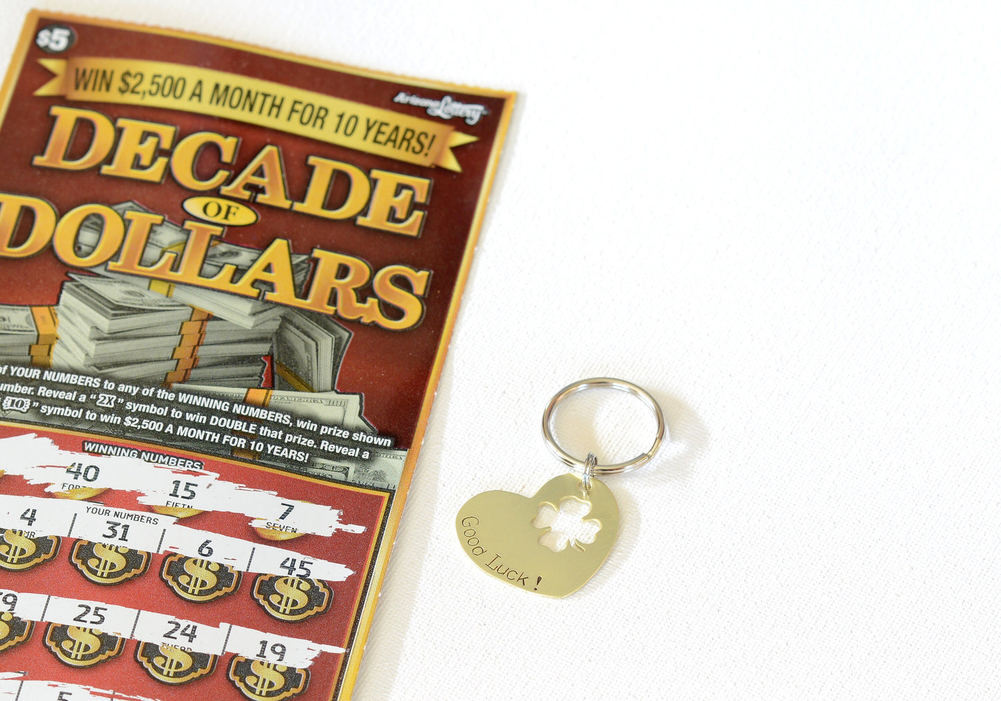 Brass Lottery Ticket Scratcher for Good Luck with Space to Personalize