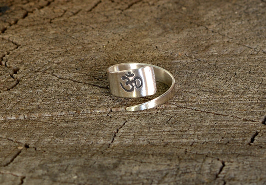 Sterling Silver OM Wrap Ring for Yoga and Inspiration